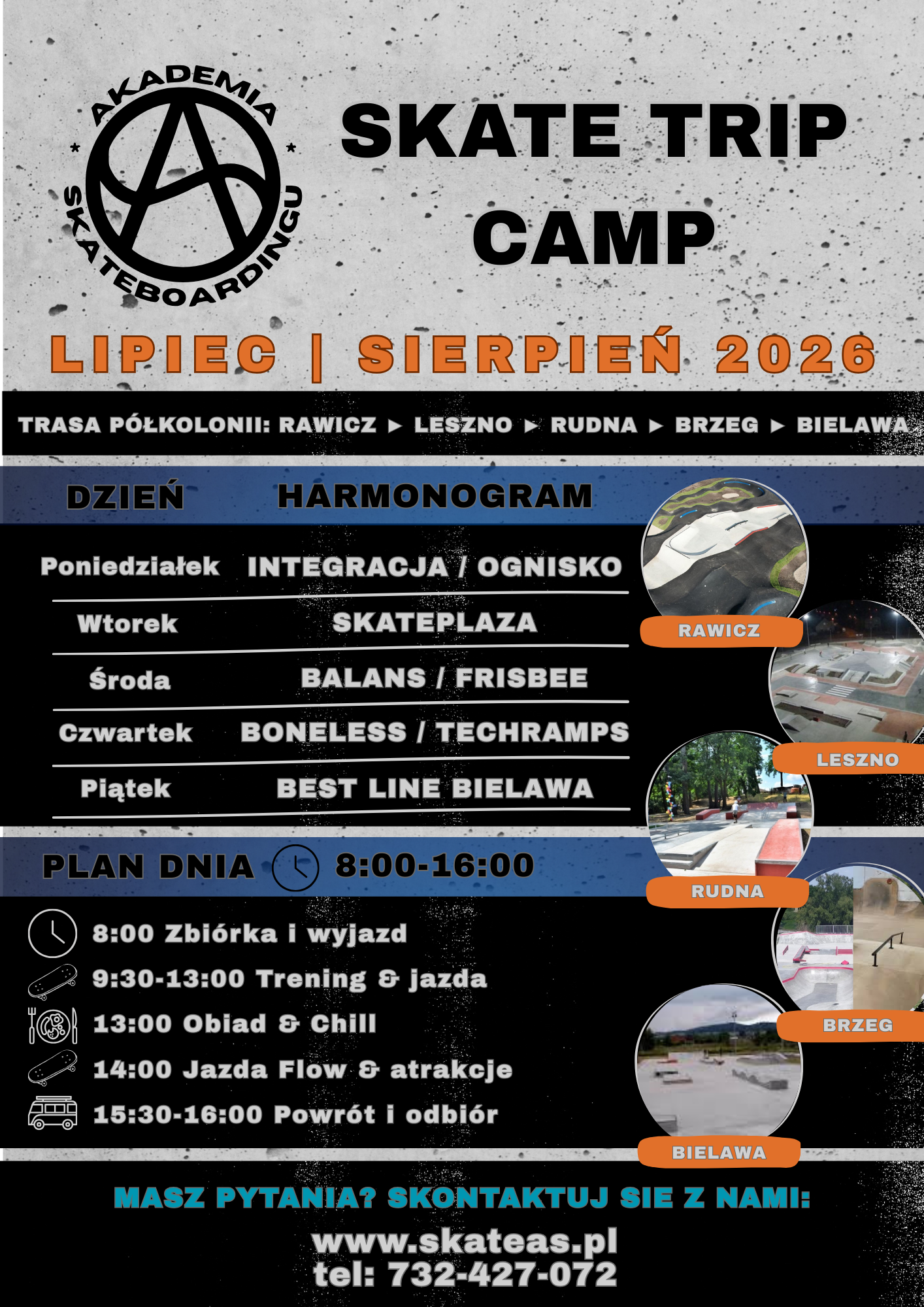 Skate Trip Camp 2026 Harmonogram